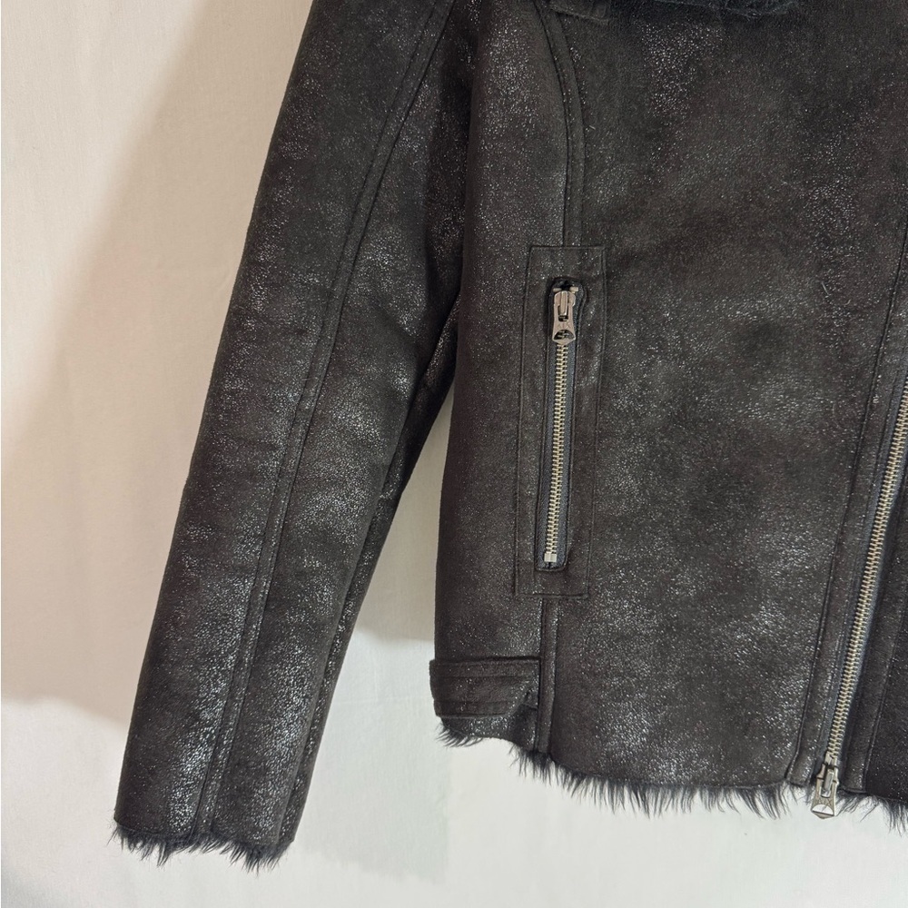 A/X Armani Exchange Faux Leather Faux Fur Lining Moto Jacket - Picture 5 of 10